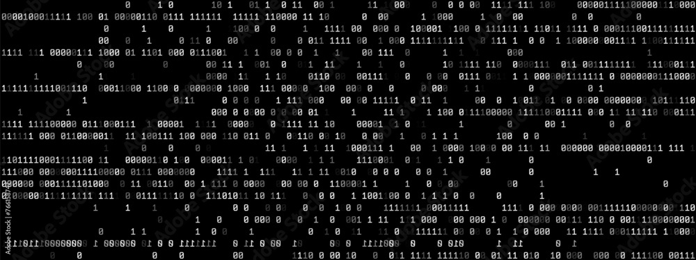 Fototapete Texture from Zeroes and Ones, Binary Machine Code Background. Random Parts of Program Code. Digital Data Flowing Technology Concept. Random Data Matrix Vector Illustration.