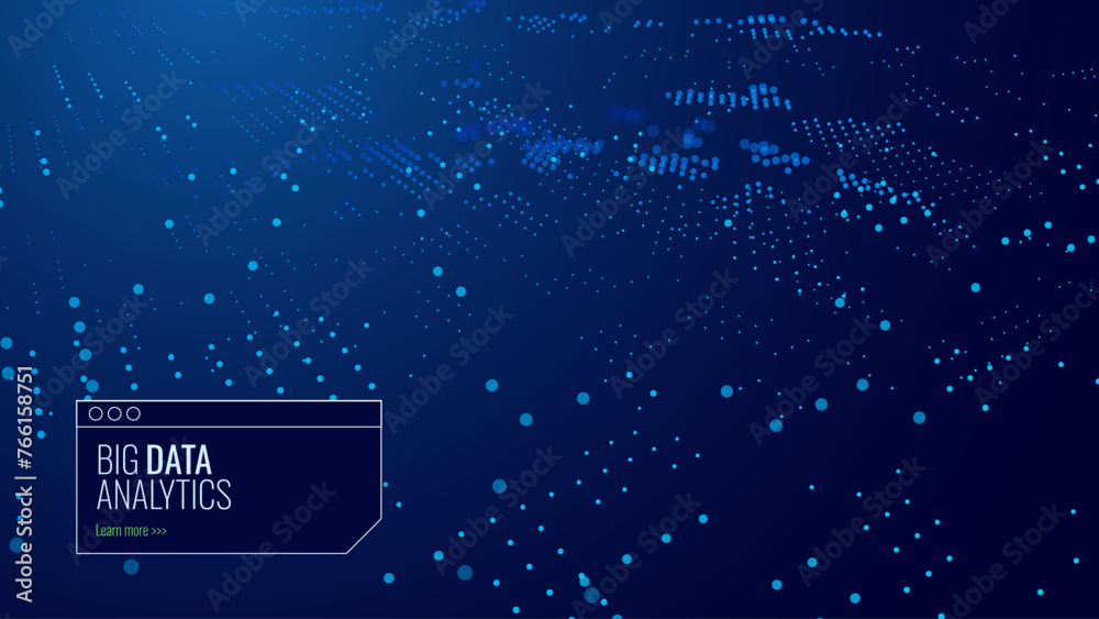 Fototapete abstract technology futuristic digital concept pattern with lighting glowing circles on dark blue ba
