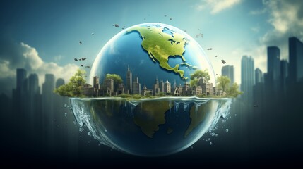 Environmental protection and save earth water.