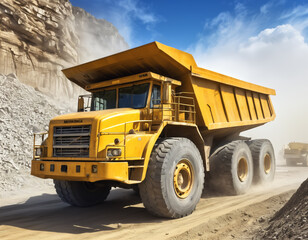 Heavy Duty Mining Dump Truck in Action at Quarry