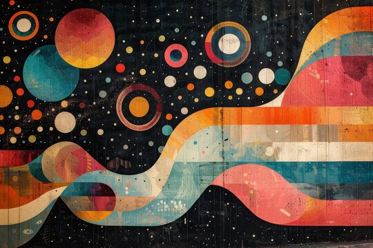 Drone Photography  Retro Cartoon Hypnotic Fantasia Celestial diagram ,