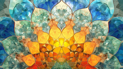 Create colorful fractal art for creative art, design, and entertainment. Mosaic tile pattern, art of decorating irregular geometric shapes from unevenly broken pieces. Vintage crack effect