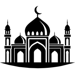 Beautiful Islamic Mosque Vector silhouette logo