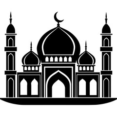 Beautiful Islamic Mosque Vector silhouette logo