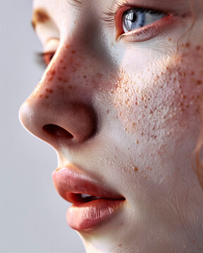 Close-up of woman with freckles