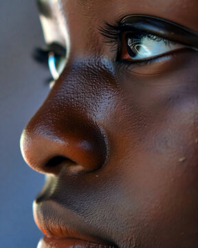 Close-up portrait of a woman's contemplative gaze