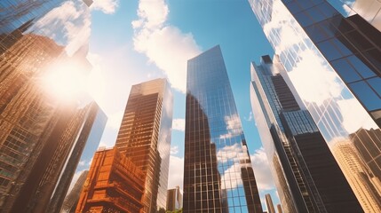 Fototapeta premium Office building top view background in retro style colors.