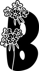 Uppercase B alphabet flower botanical decorative blossom nature letter. - 766164145