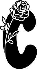 Uppercase C alphabet flower botanical decorative blossom nature letter. - 766164153