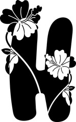 Uppercase H alphabet flower botanical decorative blossom nature letter. - 766164174