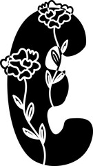Uppercase E alphabet flower botanical decorative blossom nature letter. - 766164191
