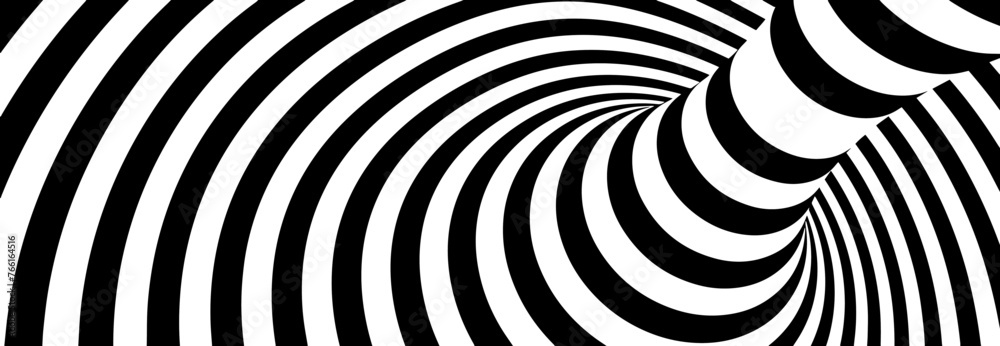 Aufkleber inside wonderland torus abstract lines design. black and white hypnotic twirl striped background. 3d