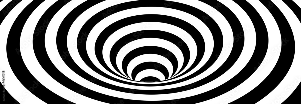 Aufkleber abstract lines design. black and white hypnotic twirl striped background. 3d vortex hole optical ill