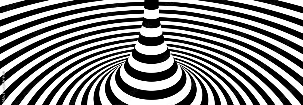 Aufkleber inside wonderland torus abstract lines design. black and white hypnotic twirl striped background. 3d