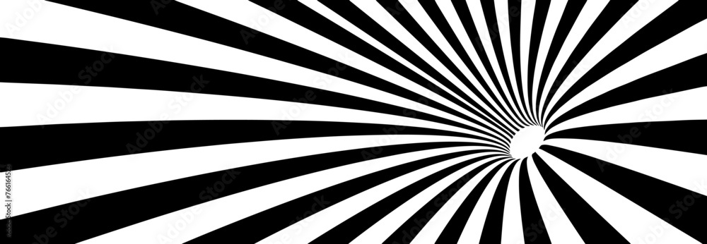 Wall mural abstract lines design. black and white hypnotic twirl striped background. 3d vortex hole optical ill