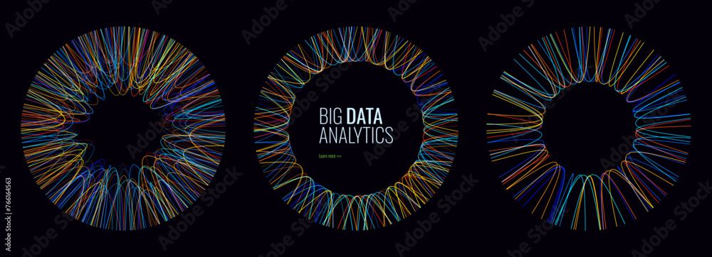 Aufkleber Big Data Visualization Vector. Circle Data Graph Connections. Digital Statistical and Analysis Methods Visual Data Science Concept. Technology Vector Illustration.