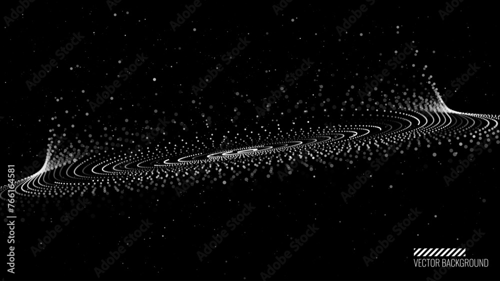 Poster abstract black hole background. concentric circle rings vortex in space. universe and starry concept