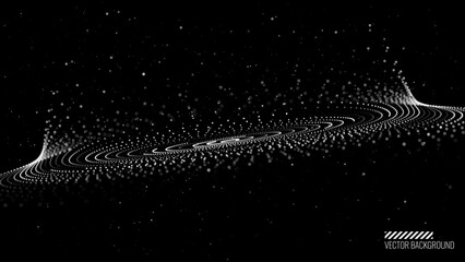 Abstract Black Hole Background. Concentric Circle Rings Vortex in Space. Universe and Starry Concept. Minimal Art Style Vector Space Illustration. © ec0de