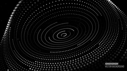 Abstract Black Hole Background. Concentric Circle Rings Vortex in Space. Universe and Starry Concept. Minimal Art Style Vector Space Illustration.