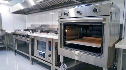 Professional Kitchen Equipment with Industrial Ovens. Generative ai - obrazy, fototapety, plakaty
