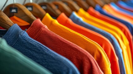 Colorful Casual Shirts on Hangers. Generative AI