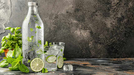 Transparent water bottle, crisp and eco-conscious, embodying hydration and portability.