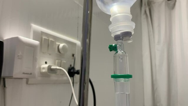  Close up IV saline solution drip for patient in hospital in mumbai India