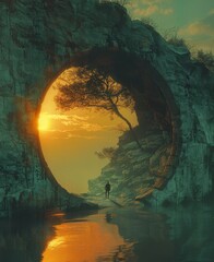 Entertainment and media Golden hour glow Photomontage Serene Optical Illusions ,