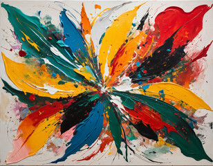 An abstract expressionist painting evoking emotions of unity and harmony amidst diversity
