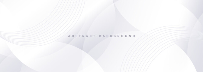 Abstract modern white background with circles and circular stripes. Vector illustration wide banner graphic design template for presentation, annual report, wallpaper, banner, background or cover.