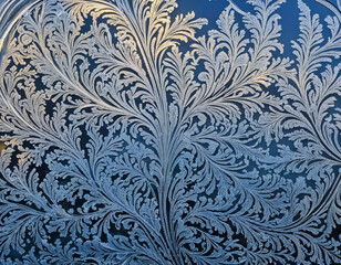 The intricate patterns of frost on a window pane