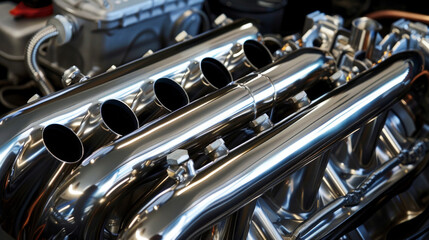 A sleek aluminum intake manifold, with smooth runners and a polished finish, optimizing airflow to the engine