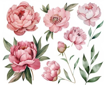 A bunch of pink flowers displayed on a clean white background
