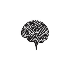 Vector Brain Silhouette Illustration: Human Intelligence, Mind, Psychology, Creativity, and Thought Concept- Minimalist Brain Vector.