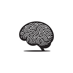 Vector Brain Silhouette Illustration: Human Intelligence, Mind, Psychology, Creativity, and Thought Concept- Minimalist Brain Vector.