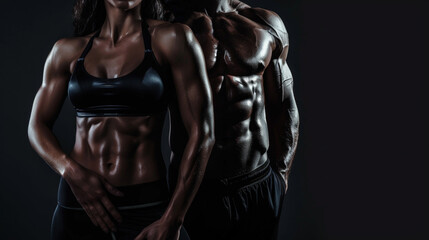 Fototapeta na wymiar Muscular Torso Duo: Fitness Power Couple. Generative AI