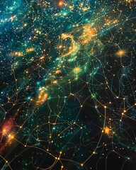 Imagine a visually captivating aerial view of a digital universe, filled with interconnected networks and data streams This artwork will convey a sense of vastness and complexity, making it perfect fo