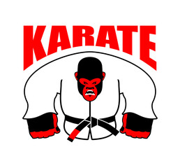 Karate Gorilla mascot. Monkey in judo kimono. Angry sport animal