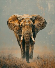Majestic Elephants  Nature and Wildlife Photography Minimalistic Typography Art ,