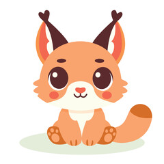 Cute baby caracal character. Vector illustration for children design. Flat style