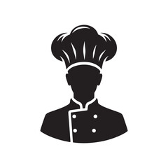 Chef Silhouette Vector: Culinary Master's Outline in Professional Kitchen Attire and Pose- Cook vector stock- chef illustration.