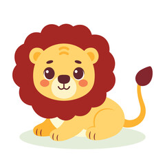 Cute baby lion character. Vector illustration for children design. Flat style