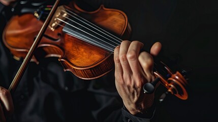 The Hands of a Violinist are Captured in Motion, Producing Soulful Melodies on the Strings of a Violin. Musical Mastery Concept.