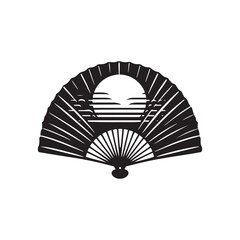 Chinese Fan Silhouette Vector: Traditional Elegance and Cultural Symbol in Graceful Motion- Chinese fan vector stock.