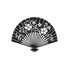 Chinese Fan Silhouette Vector: Traditional Elegance and Cultural Symbol in Graceful Motion- Chinese fan vector stock.