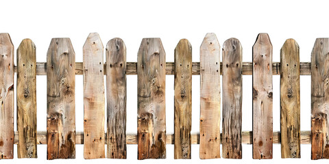 Wooden fence planks with repeating pattern with transparent background