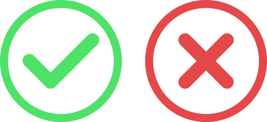 Linear check mark and cross icons for web design or page template