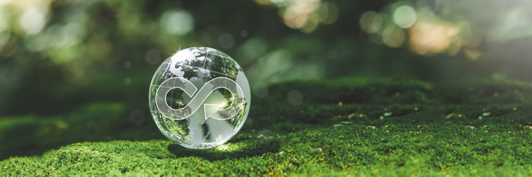 Crystal earth Environment sustainable circular economy for future growth of business Carbon neutral and net zero environment A climate-neutral long-term strategy greenhouse gas emissions targets.