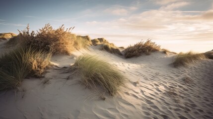 Dunes and beach. North sea - obrazy, fototapety, plakaty