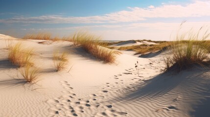 Fototapeta na wymiar Grassy sand dunes on the Baltic Sea